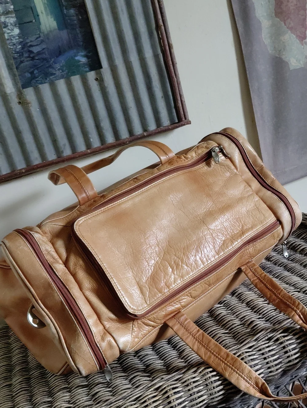 Vintage Leather Travel Weekender Duffel Bag *Final Price*